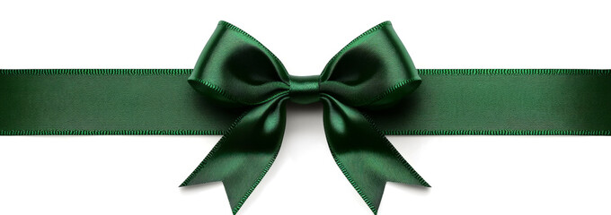 green ribbon with a bow on a transparent background