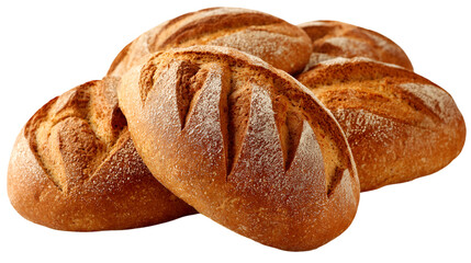 Freshly baked golden brown artisan bread loaves with scoring ready for enjoyment