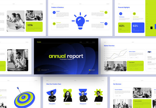 Green and Blue Modern Company Financial Annual Report & Strategic Analysis Presentation