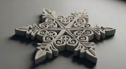 Intricate Snowflake Ornament with Detailed Filigree Design.