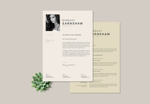 Modern Minimalist Resume and Cover Letter Layout