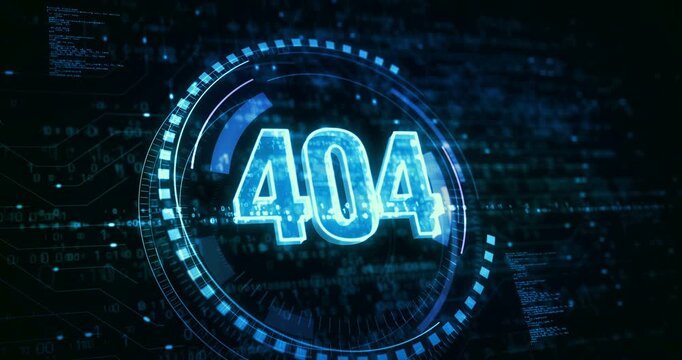 Error 404 page not found oops problem symbol digital concept. Cyber technology and computer background abstract 3d.