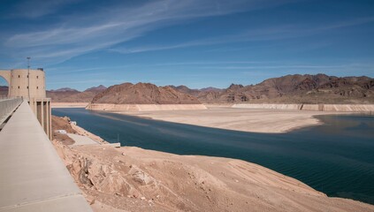 Hoover Dam's Colorado River water level drops highlighting severe drought impact in the region
