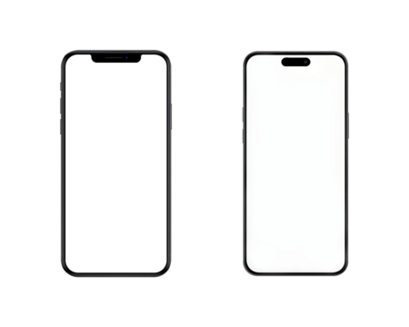 Realistic modern black smartphone isolated on transparent background, Smart phone mockup for design presentation