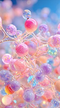 3D render of glycine supplement molecule structure glowing softly in dark blue environment representing deep sleep, calm mind, and collagen support