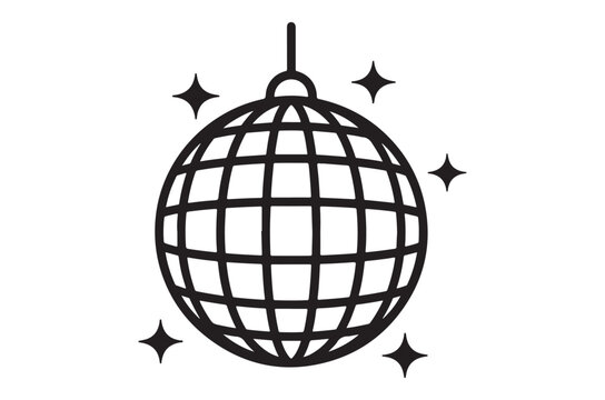 Disco ball with sparkles silhouette vector, Disco ball icon