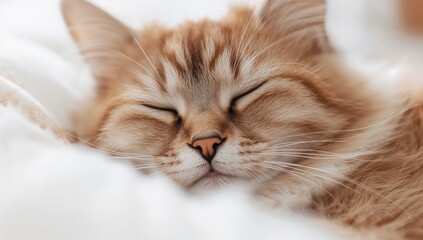 Obraz premium Sleeping feline in soft focus close-up