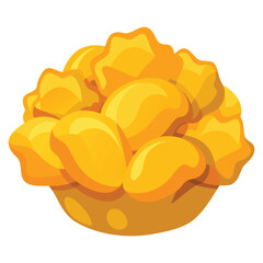 Vector illustration of yellow food and flower on white background