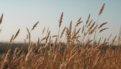 Fototapeta premium Dry weed spikes illuminated by sunlight
