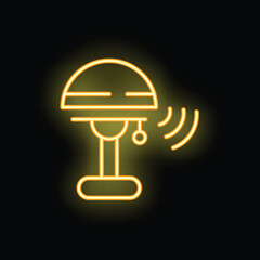 Neon smart desk lamp sending signals icon in line style on black background