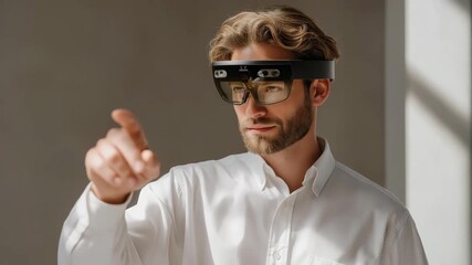 Investigator collaborating with virtual assistant visible through AR glasses, symbolizing human-AI teamwork, digital reasoning, and futuristic detective work powered by augmented reality analytics.