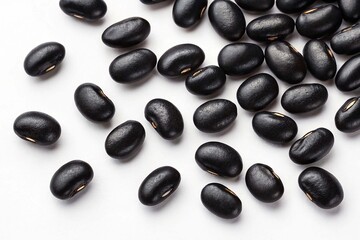 Black beans on white background