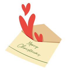 Fototapeta premium Sweet christmas love letter with red hearts popping out of envelope