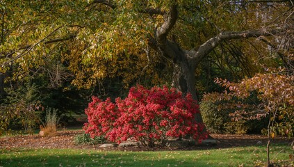 Autumn berries scattered on the ground, seasonal change