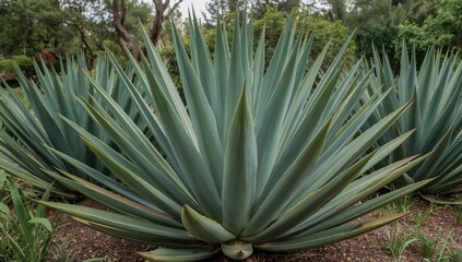 Agave Dragon: A succulent perfect for sunny geometric and tropical landscapes, thriving in various soils and forming dense clusters.
