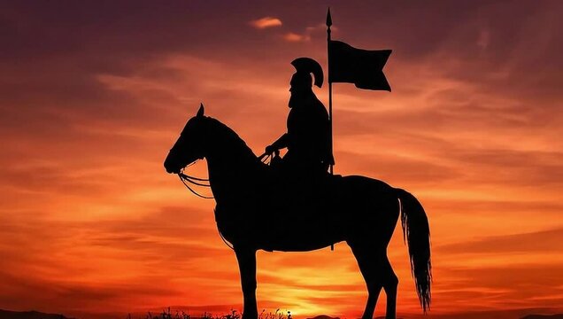 maharana pratap warrior king on horseback sunset silhouette