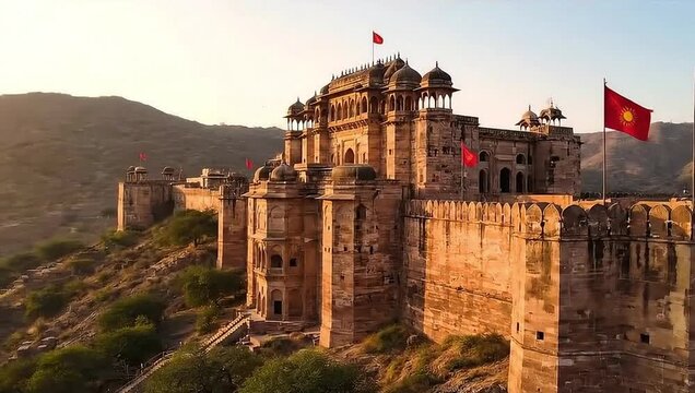 maharana pratap majestic ancient indian fort sunrise historical architecture