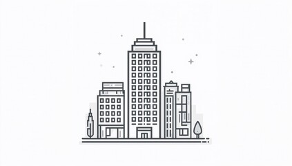 Fototapeta premium Flat icon collection featuring a building, ideal for urban design applications