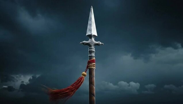 maharana pratap ancient spear dramatic sky lightning strike