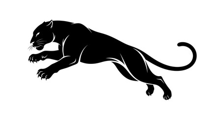 Obraz premium Illustration of a black panther isolated on white background, a powerful and agile predator
