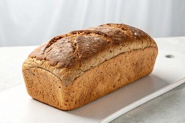 Whole wheat bread on white on white background