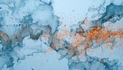 Sky blue backdrop with orange glitter sparkle, festive abstract texture and design elements