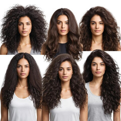 Obraz premium Woman showcases different hair textures and styles in a beauty and hair care concept