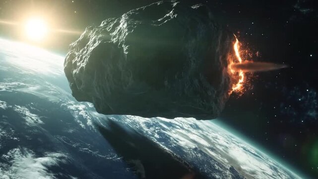 An asteroid approaching the earth