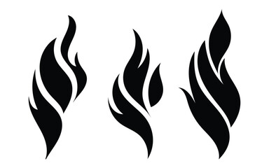 Black flame vector art, Modern fire silhouette set, Abstract flame design