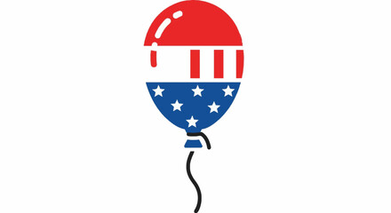 Patriotic balloon vector icon, red white and blue helium balloon for 4th of July celebration, simple flat festive design.