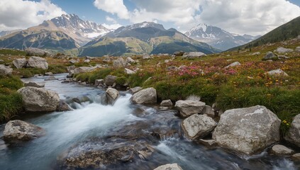 Picturesque peaks, meandering waters, jagged stones, and untouched terrain