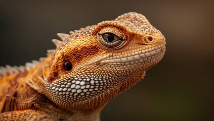 Fototapeta premium Close-up of a bearded dragon highlighting its rough scales