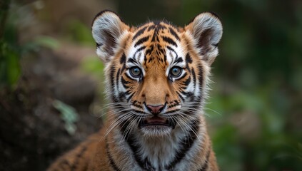 Obraz premium Close-up of a young tiger cub