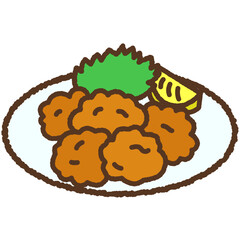 手書き風のシンプルアイコンイラスト　唐揚げ