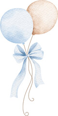 Watercolor Illustration Balloon and Ribbon