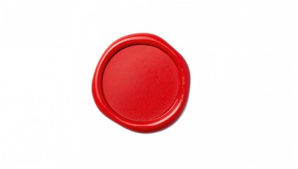 Overhead shot of a vacant red wax plastic stamp with blank area set against a white backdrop