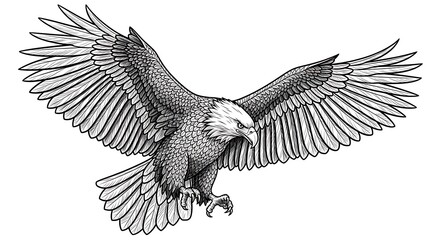 Soaring eagle illustration vector graphic isolated on white background