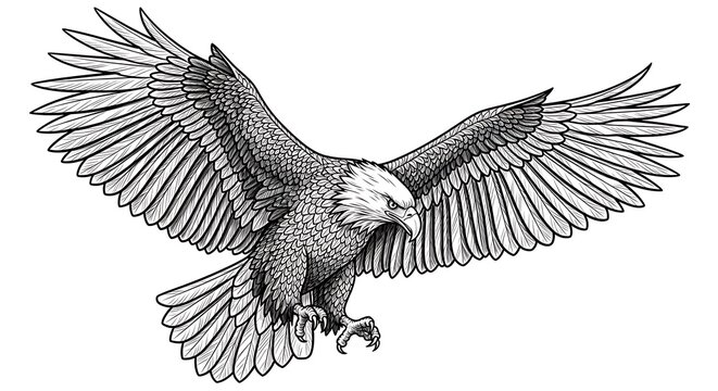 Soaring eagle illustration vector graphic isolated on white background