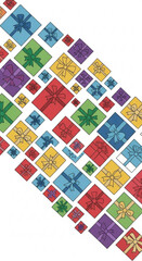 Colorful gift boxes in various shapes and sizes for New Year, Christmas  