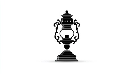Fototapeta premium Elegant black lantern silhouette on white background for design elements