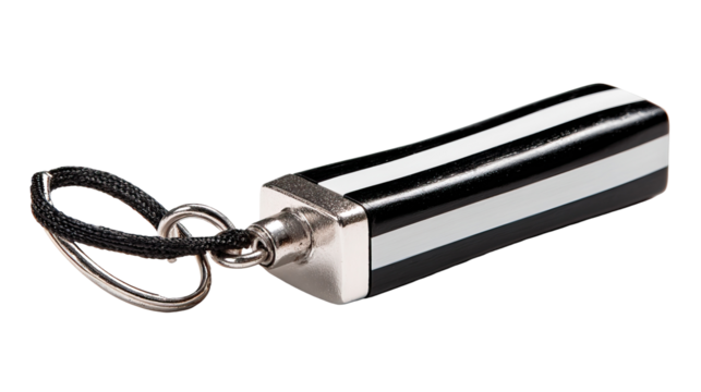 Whistle with referee stripes sports authority item on transparent background