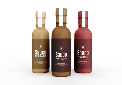 Three Sauce Bottle Mockup