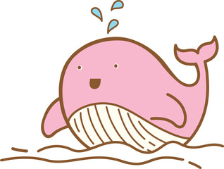 cute whale cartoon doodle hand drawn