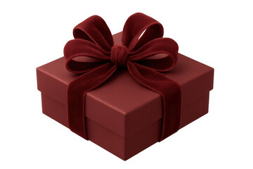 Obraz premium Red gift box with velvet bow symbolizing celebration, holidays, surprise, and special occasion, transparent background