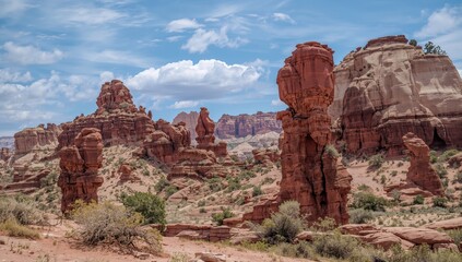 Fototapeta premium Natural sandstone formations carved by wind and water through millennia, regarded as a natural wonder.