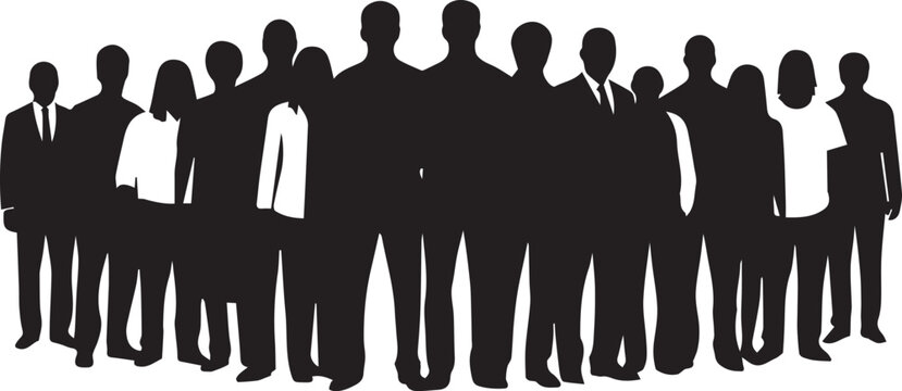 Diverse group of silhouetted business people standing together unified for human rights