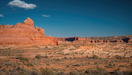 Fototapeta premium Arizona desert landscape featuring red rocks and sandstones, seasonal change