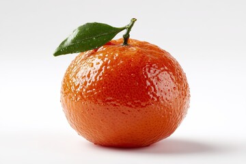 Fresh Mandarin Orange With Leaf On White Background