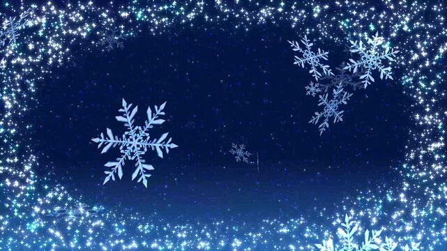 Snowflake and Sparkling Frame Background Video