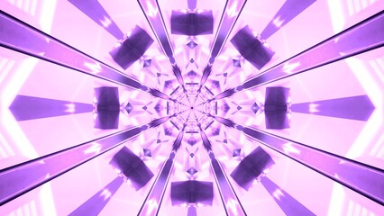 Seamless tunnel video loop with vibrant purple hues and reflective surfaces for immersive visual experience